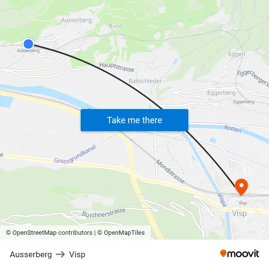 Ausserberg to Visp map