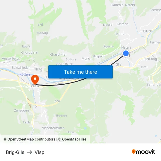 Brig-Glis to Visp map