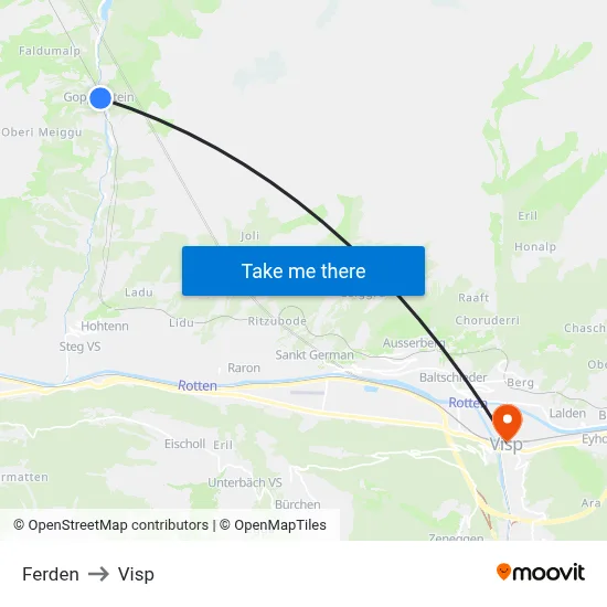 Ferden to Visp map