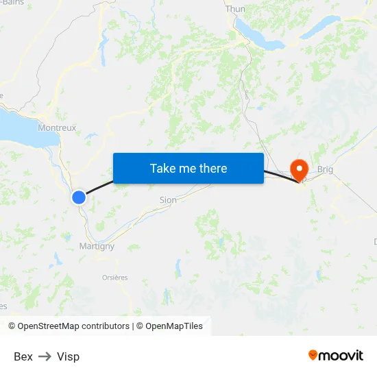 Bex to Visp map