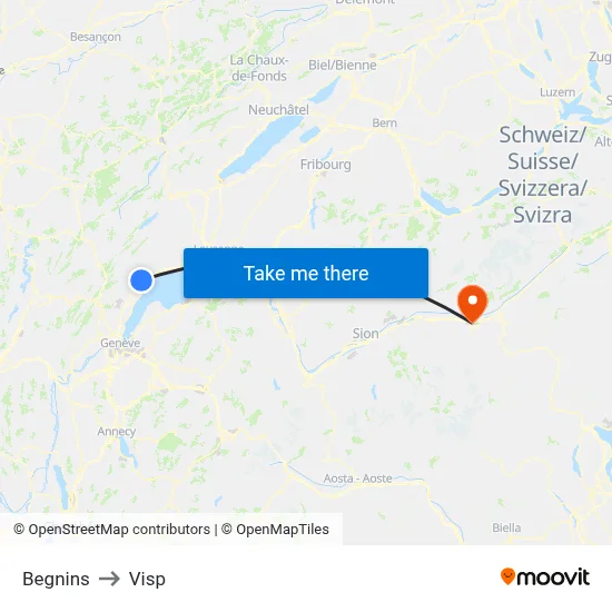 Begnins to Visp map