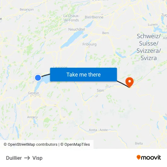 Duillier to Visp map