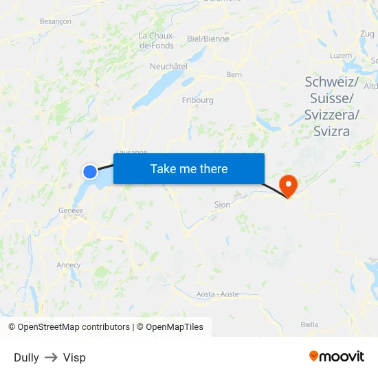 Dully to Visp map