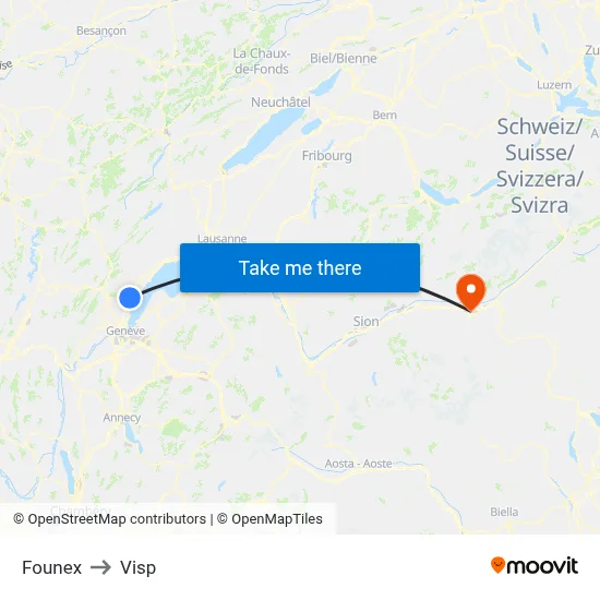 Founex to Visp map