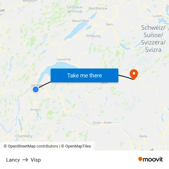 Lancy to Visp map
