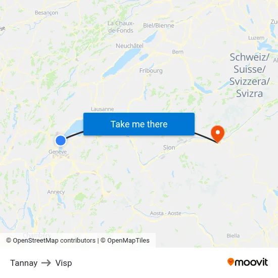 Tannay to Visp map