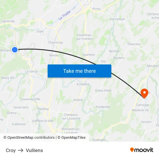 Croy to Vulliens map