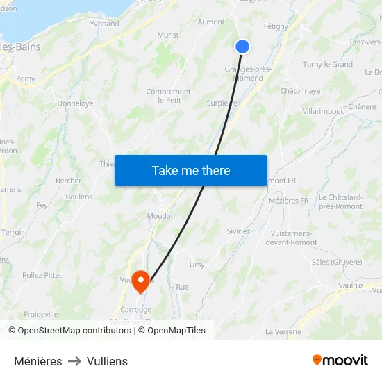 Ménières to Vulliens map