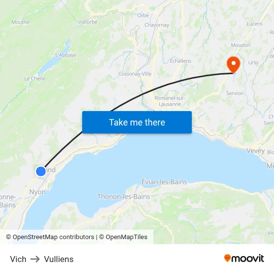 Vich to Vulliens map