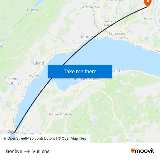 Genève to Vulliens map