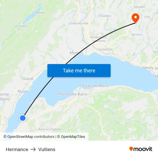 Hermance to Vulliens map