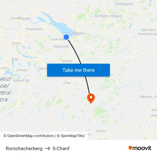 Rorschacherberg to S-Chanf map