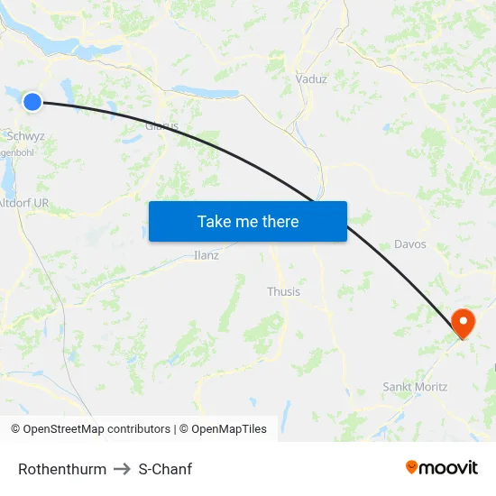 Rothenthurm to S-Chanf map