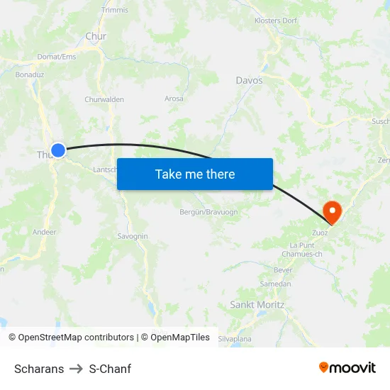 Scharans to S-Chanf map