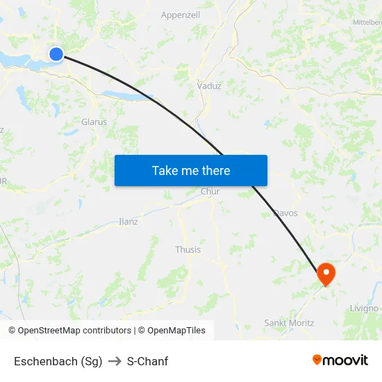 Eschenbach (Sg) to S-Chanf map