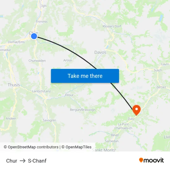 Chur to S-Chanf map