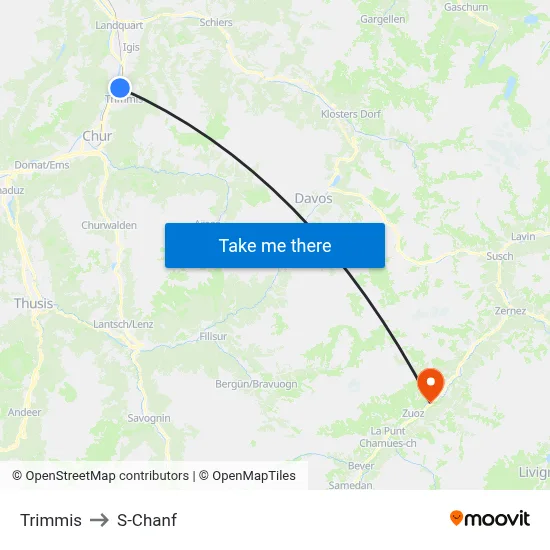 Trimmis to S-Chanf map