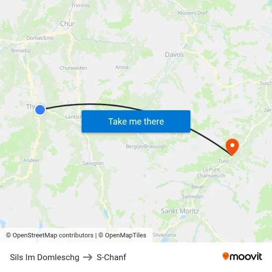 Sils Im Domleschg to S-Chanf map
