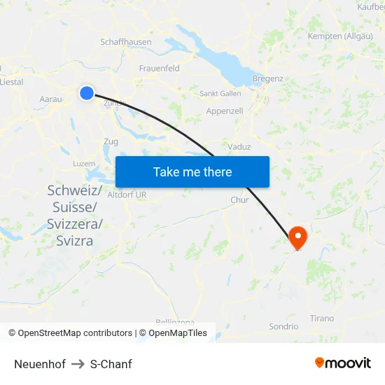Neuenhof to S-Chanf map