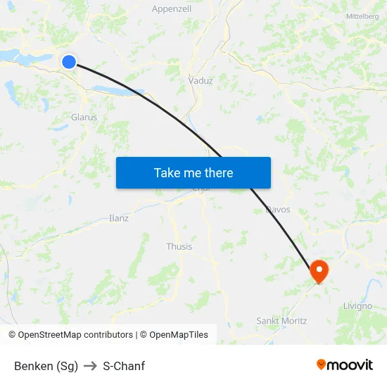 Benken (Sg) to S-Chanf map