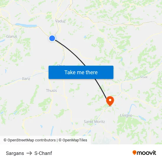 Sargans to S-Chanf map