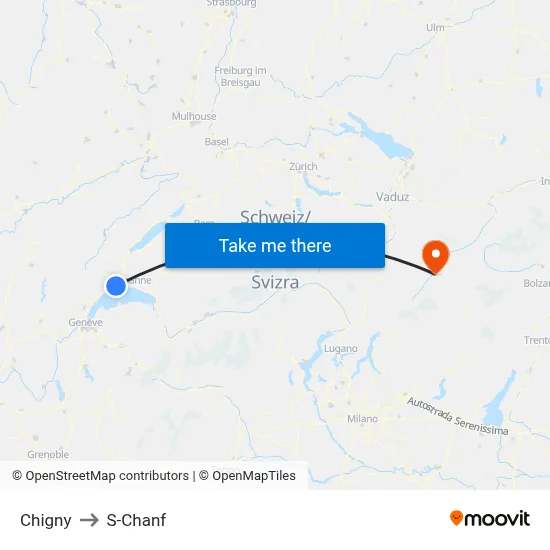 Chigny to S-Chanf map