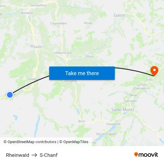 Rheinwald to S-Chanf map