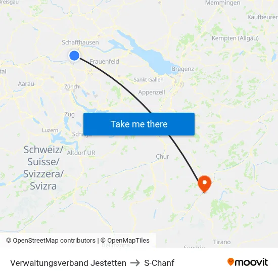 Verwaltungsverband Jestetten to S-Chanf map
