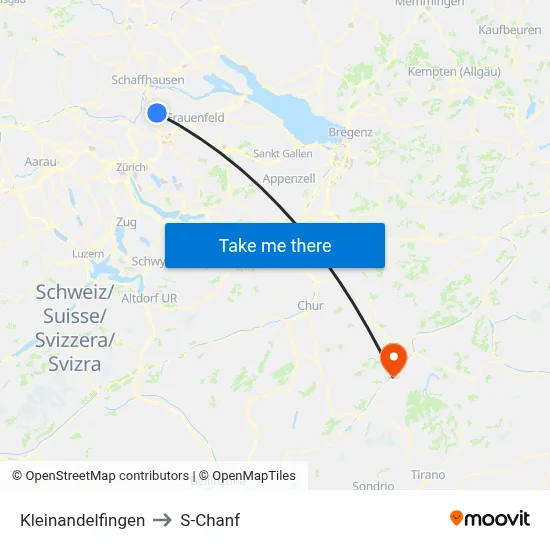 Kleinandelfingen to S-Chanf map
