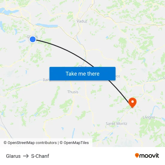 Glarus to S-Chanf map