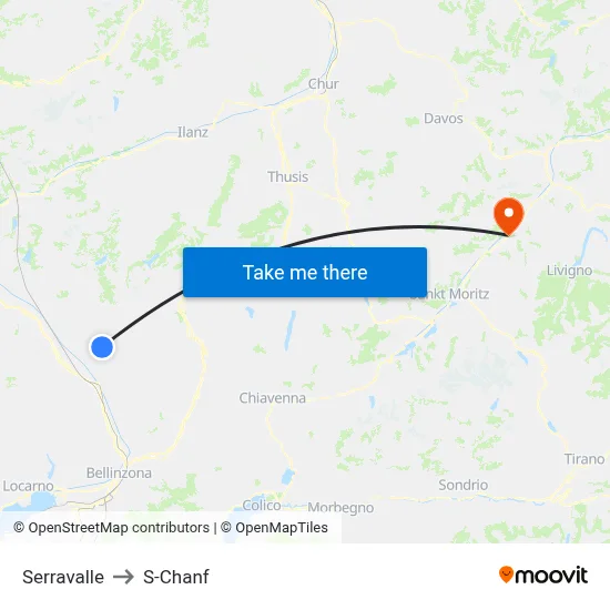 Serravalle to S-Chanf map