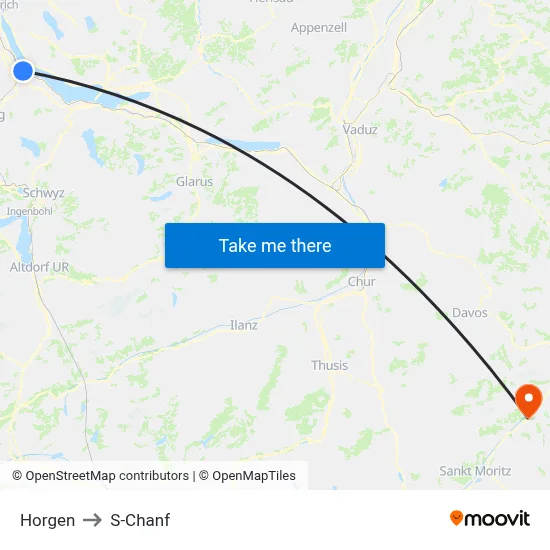 Horgen to S-Chanf map
