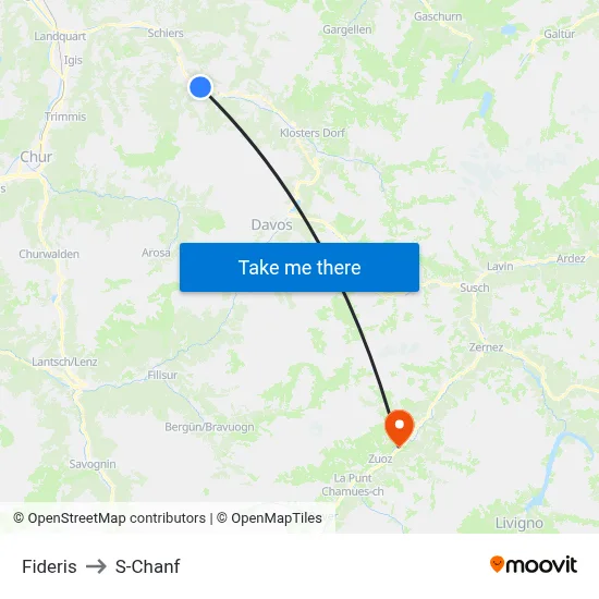 Fideris to S-Chanf map