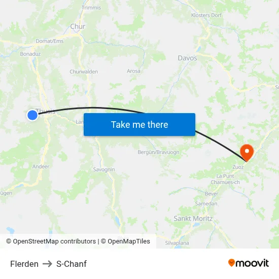 Flerden to S-Chanf map