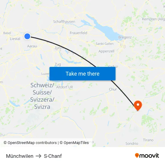 Münchwilen to S-Chanf map