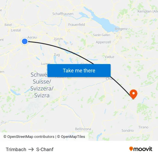 Trimbach to S-Chanf map