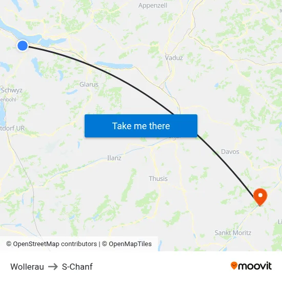 Wollerau to S-Chanf map