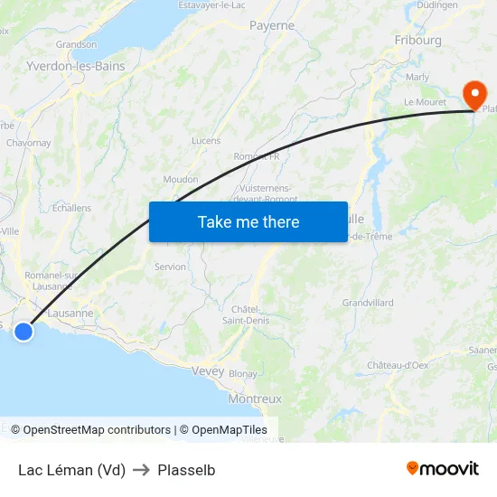 Lac Léman (Vd) to Plasselb map