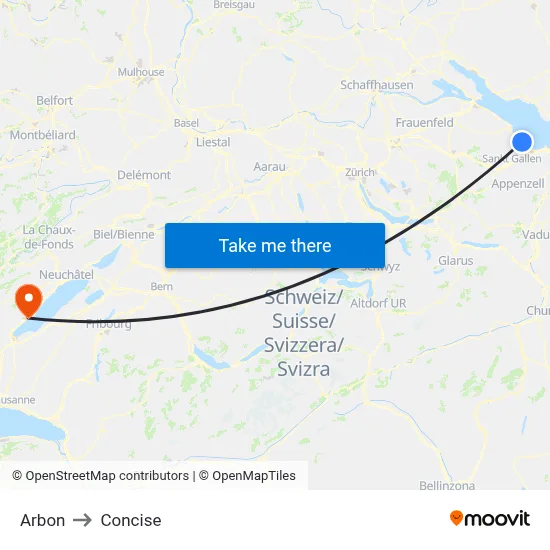 Arbon to Concise map