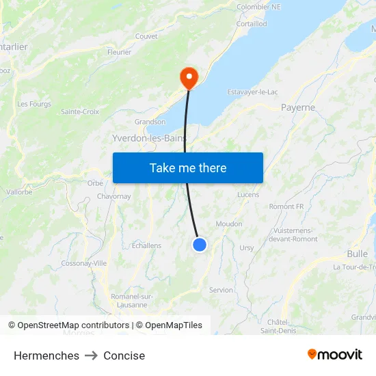 Hermenches to Concise map