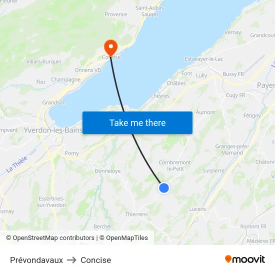 Prévondavaux to Concise map