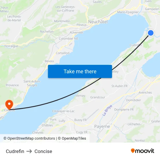 Cudrefin to Concise map