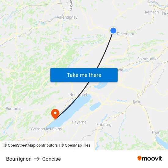 Bourrignon to Concise map