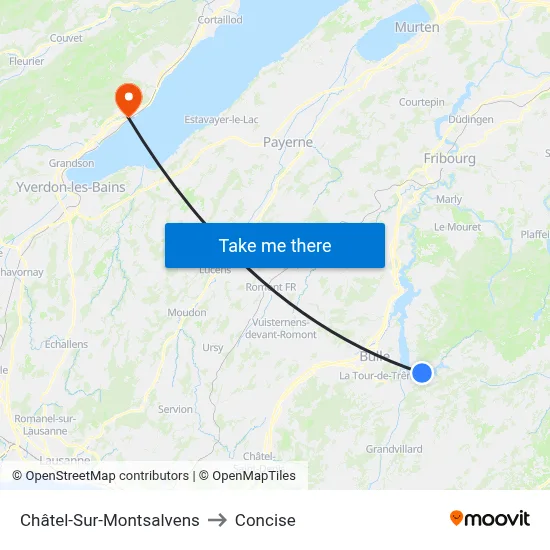 Châtel-Sur-Montsalvens to Concise map