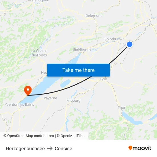 Herzogenbuchsee to Concise map