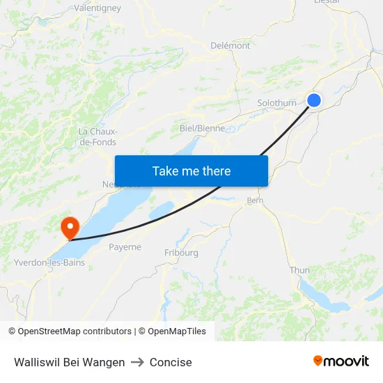 Walliswil Bei Wangen to Concise map