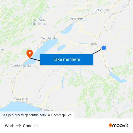 Worb to Concise map