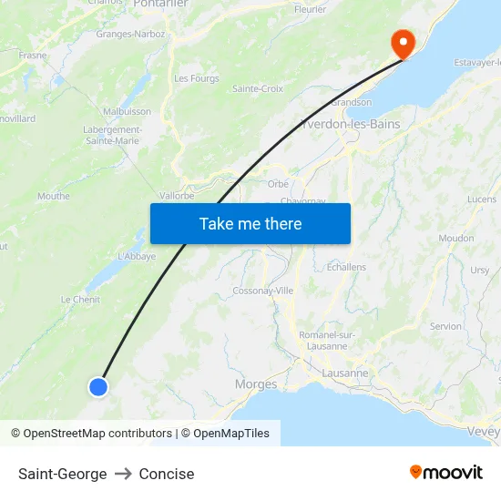 Saint-George to Concise map