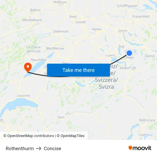 Rothenthurm to Concise map