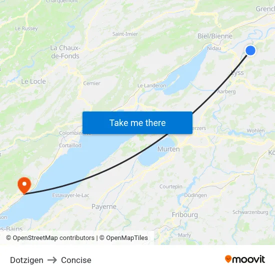 Dotzigen to Concise map